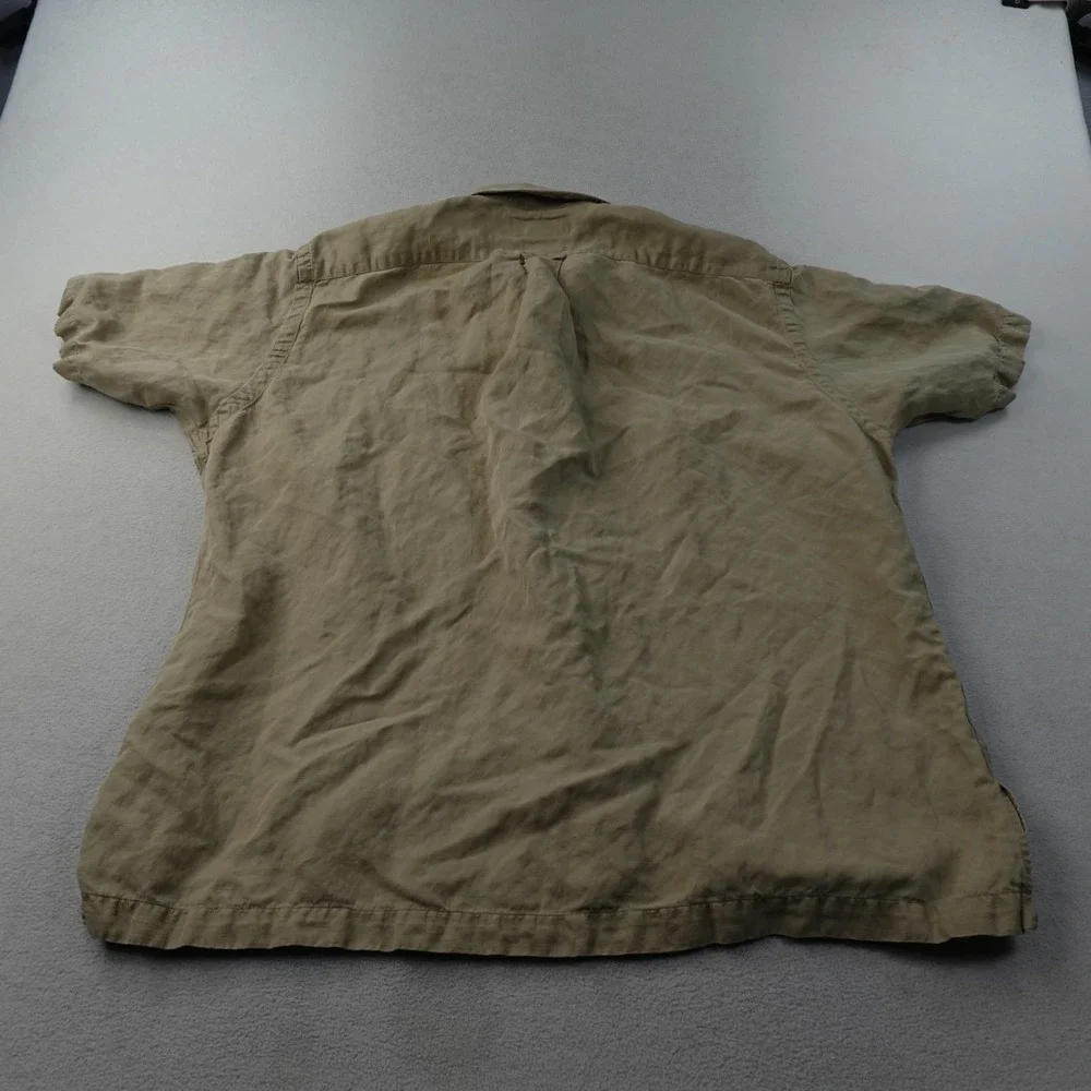 Polo Ralph Lauren Caldwell Shirt Mens XL Beige Silk Linen Camp Collar Button Up